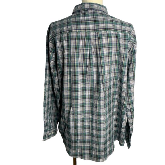 Croft & Barrow Plaid Button-Down Long Sleeve Shirt XL Easy Care Green/Blue - Picture 4 of 6